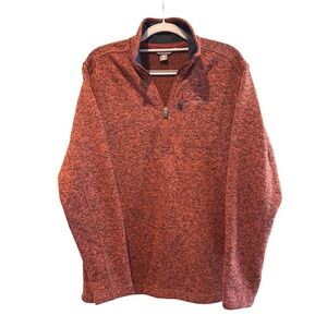 Eddie Bauer Mens S Quarter Zip Sweater Fleece Pullover Rust Orange Marled Mock